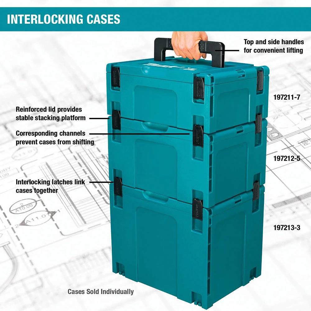 Tools & Equipment Makita 197210-9 Interlocking Case, Small, 4-3/8" X 15-1/2" X 11-5/8" 8 Tools & Equipment Makita 197210-9 Interlocking Case, Small, 4-3/8" X 15-1/2" X 11-5/8"