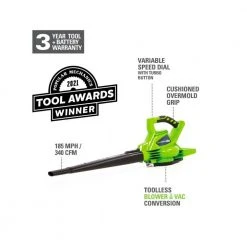 Lawn & Outdoor Power GreenWorks 24322VT 40V 185-Mph Cordless Blower/Vacuum Kit