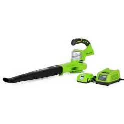 Lawn & Outdoor Power GreenWorks 24352 24V 130-Mph Adjustable Dual-Speed Cordless Leaf Blower Kit
