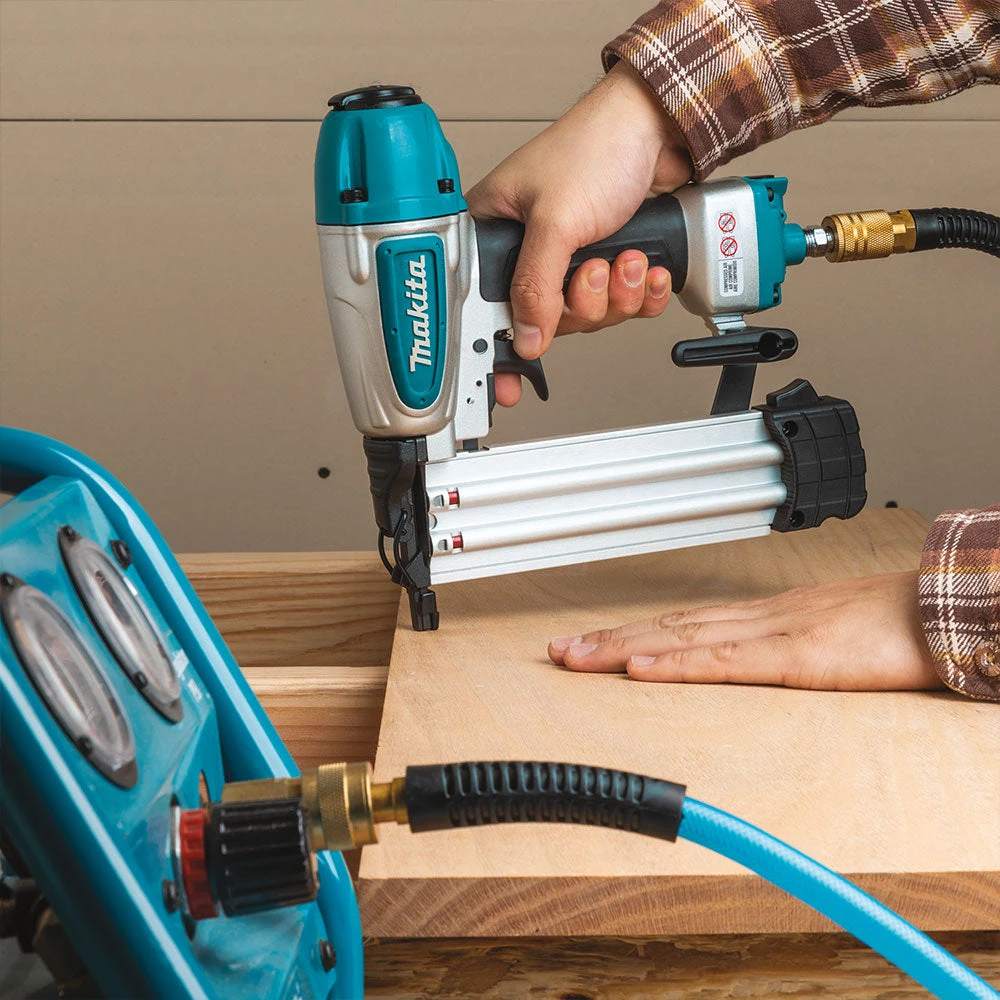 Makita AF506 5/8" - 2" Tool Less Narrow Nose Pneumatic Brad Nailer 18 Gauge 10 Makita AF506 5/8" - 2" Tool Less Narrow Nose Pneumatic Brad Nailer 18 Gauge