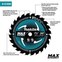 Makita B-61656-3 7-1/4" 24T Carbide Tipped Efficient Circular Saw Blade - 3 Pk Power Tools