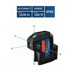 Bosch GPL100-50G 125' 5 Point Cordless Green Beam Self Leveling Alignment Laser Tools & Equipment