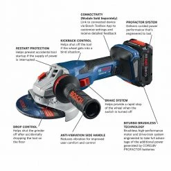 Tools & Equipment Bosch GWS18V-13CB14 18V PROFACTOR 5"-6" Spitfire Angle Grinder W/ 8.0 Ah Battery