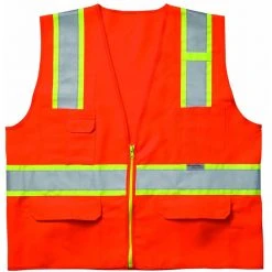 Safety & Work Gear Custom Leather Craft SV23XL Surveyor's Orange Vest Class 2 - XLarge