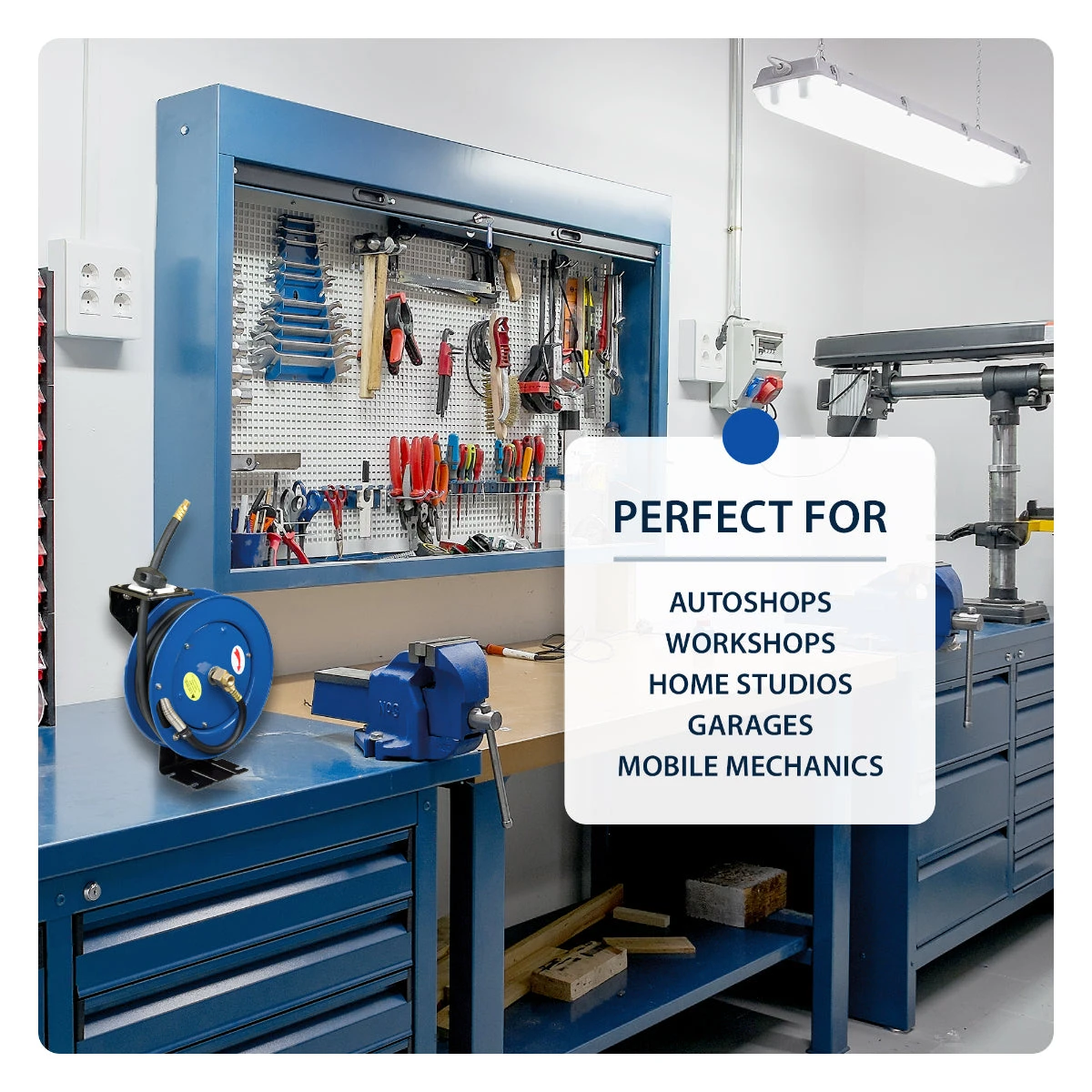 Cyclone Pneumatic 3/8” X 25’ 300 PSI Retractable Air Hose Reel W/ Rubber Hose Tools & Equipment 8 Cyclone Pneumatic 3/8” X 25’ 300 PSI Retractable Air Hose Reel W/ Rubber Hose Tools & Equipment