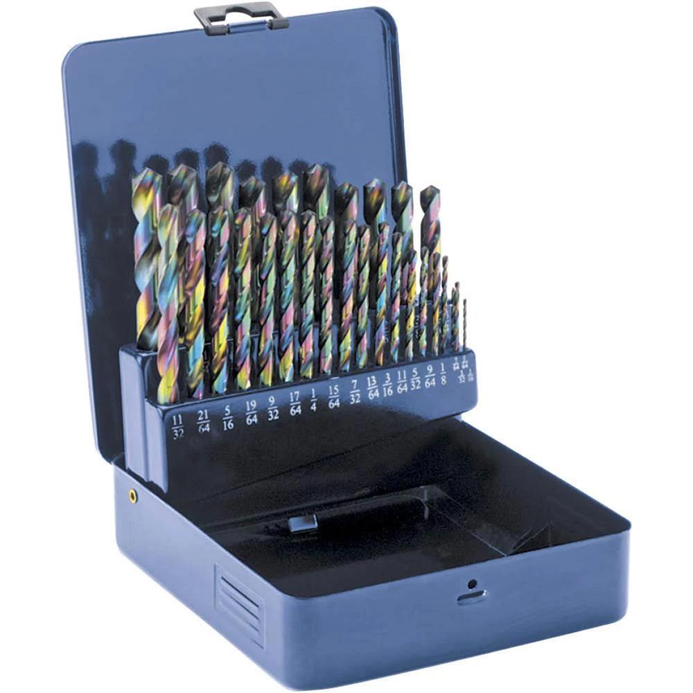 Shop Fox D2140 29pc Cobalt Alloy Drill Bit Set (1/16" - 1/2") with Case – Power Tool Accessories 3 Shop Fox D2140 1/16 Inch - 1/2 Inch Cobalt Alloy Drill Bit Set W/ Case, 29pc Power Tools