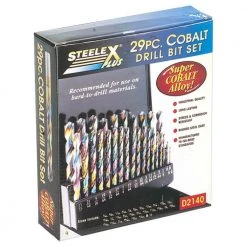 Shop Fox D2140 29pc Cobalt Alloy Drill Bit Set (1/16" - 1/2") with Case – Power Tool Accessories 7 Shop Fox D2140 1/16 Inch - 1/2 Inch Cobalt Alloy Drill Bit Set W/ Case, 29pc Power Tools