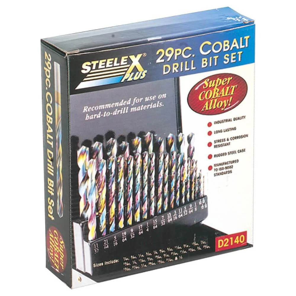 Shop Fox D2140 29pc Cobalt Alloy Drill Bit Set (1/16" - 1/2") with Case – Power Tool Accessories 5 Shop Fox D2140 1/16 Inch - 1/2 Inch Cobalt Alloy Drill Bit Set W/ Case, 29pc Power Tools