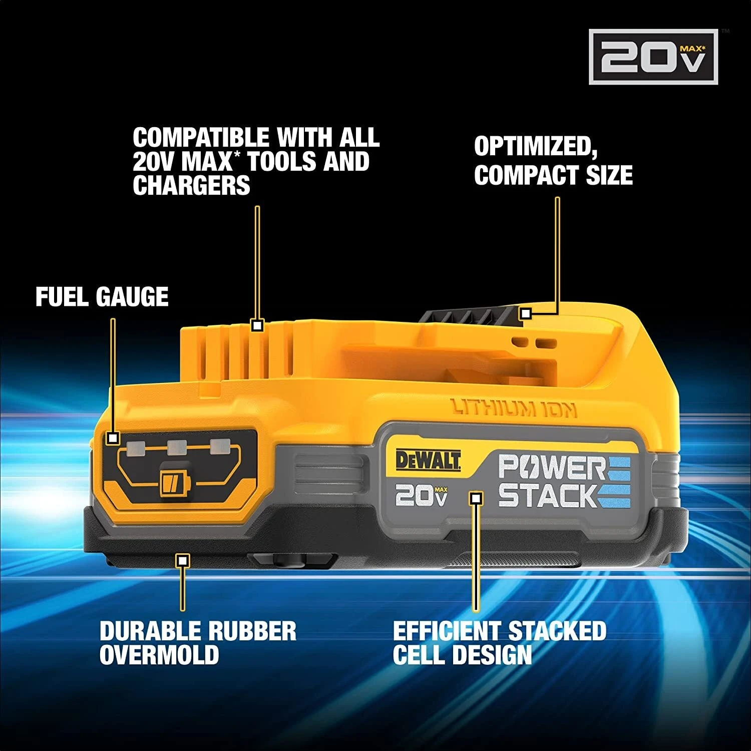 DeWALT DCBP034-2 20V MAX POWERSTACK Impact-Resistant Compact Batteries - 2 PK Tools & Equipment 4 DeWALT DCBP034-2 20V MAX POWERSTACK Impact-Resistant Compact Batteries - 2 PK Tools & Equipment