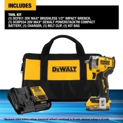 DeWALT DCF911E1 20V 1/2" Compact Impact Wrench W/ Hog Ring Anvil Kit