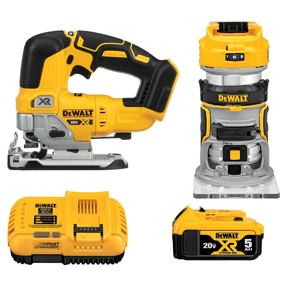 DeWALT DCK201P1 20V MAX XR Router/Jig Saw Cordless 2 Tool Combo Kit 3 DeWALT DCK201P1 20V MAX XR Router/Jig Saw Cordless 2 Tool Combo Kit