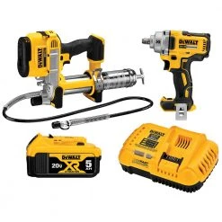 Tools & Equipment DeWALT DCK206P1 20V MAX Impact Wrench/Grease Gun Cordless 2 Tool Combo Kit