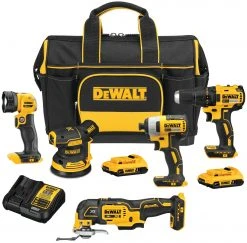 Tools & Equipment DeWALT DCKSS521D2 20V MAX Cordless 5 Tool Combo Kit W/ Contractor Bag