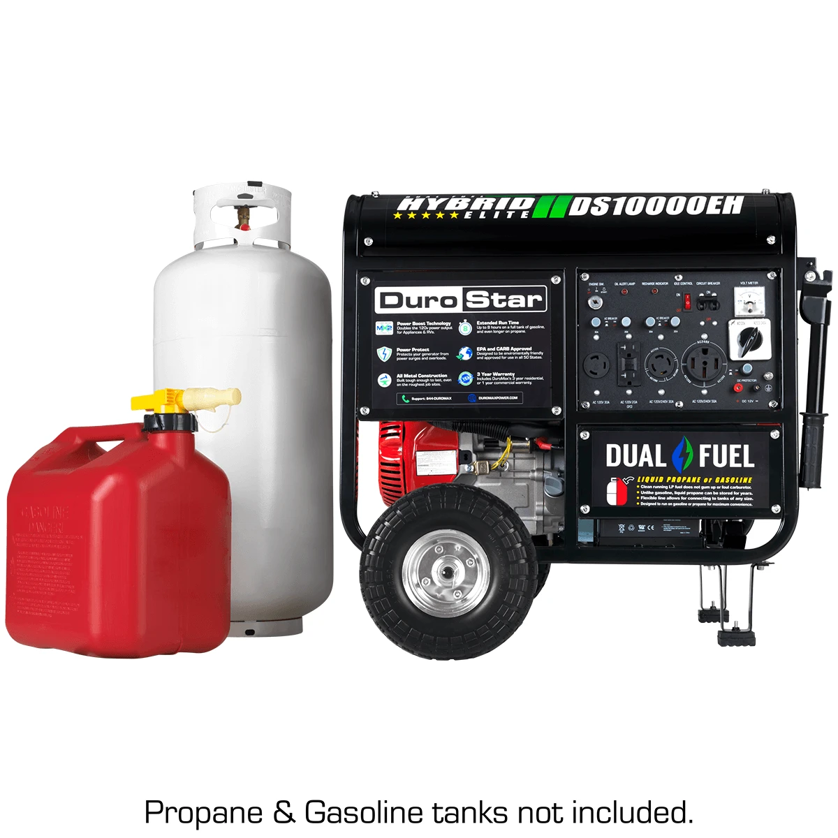 DuroStar DS10000EH 10,000W Dual Fuel Portable Generator with Electric Start | Home & Jobsite Backup Power 7 Dual Fuel Generators DuroStar DS10000EH 10,000W 439cc Dual Fuel Portable Generator W/ Electric Start