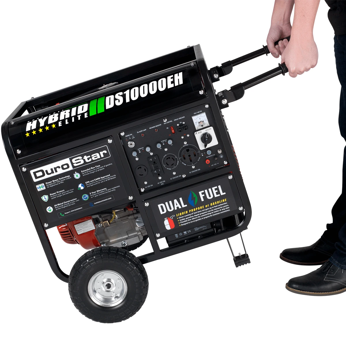 DuroStar DS10000EH 10,000W Dual Fuel Portable Generator with Electric Start | Home & Jobsite Backup Power 10 Dual Fuel Generators DuroStar DS10000EH 10,000W 439cc Dual Fuel Portable Generator W/ Electric Start