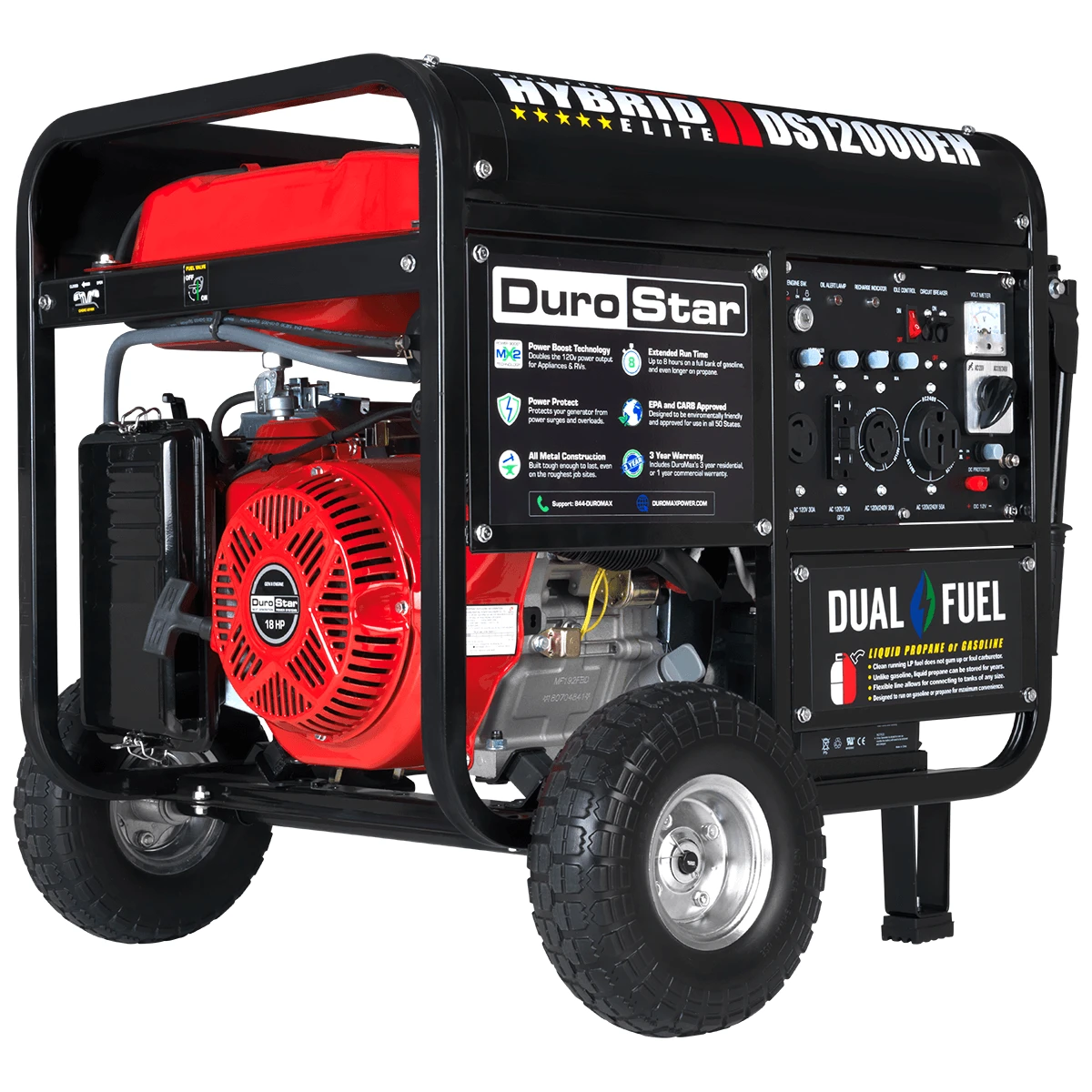 DuroStar DS12000EH 12,000-Watt 457cc Dual Fuel Portable Generator | Gas & Propane Powered 3 DuroStar DS12000EH 12,000-Watt 457cc Portable Dual Fuel Gas Propane Generator Dual Fuel Generators