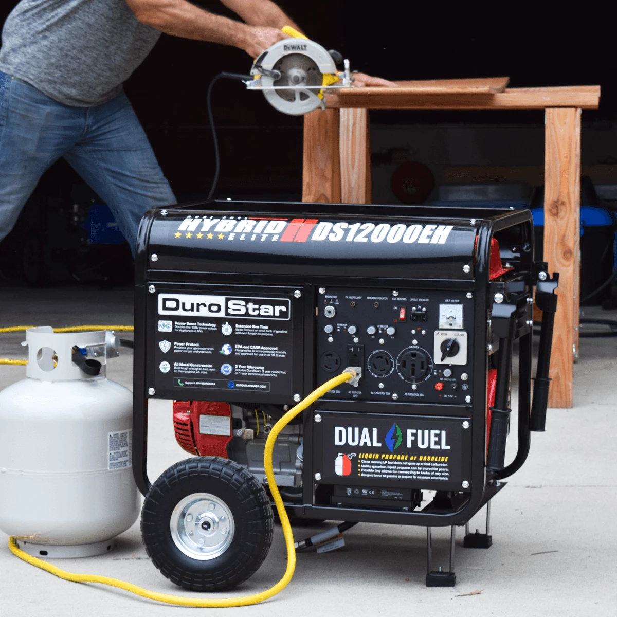 DuroStar DS12000EH 12,000-Watt 457cc Dual Fuel Portable Generator | Gas & Propane Powered 5 DuroStar DS12000EH 12,000-Watt 457cc Portable Dual Fuel Gas Propane Generator Dual Fuel Generators