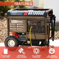 DuroStar DS13000E 13000 Watt 500cc Gasoline Portable Generator W/ Push Button Gasoline Generators