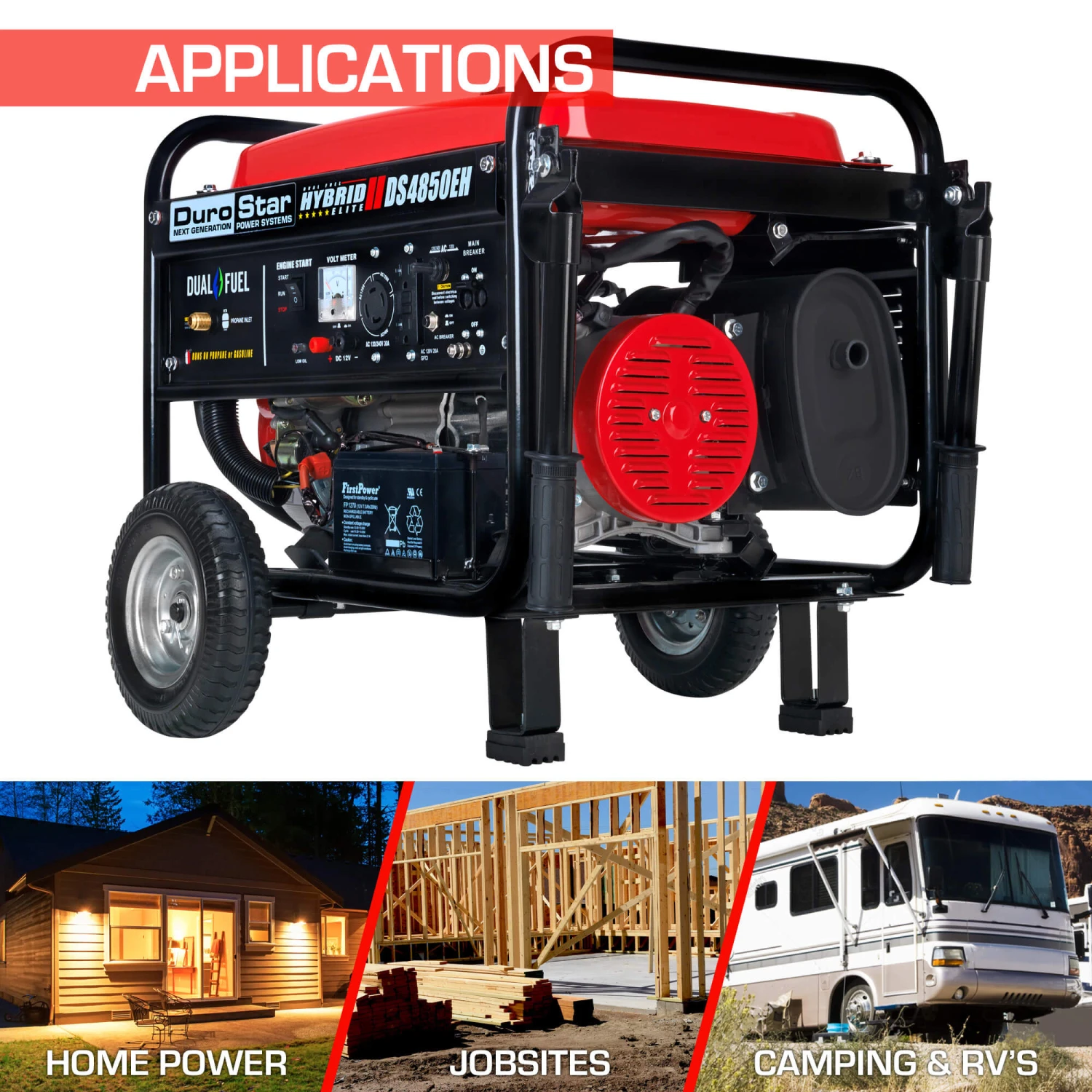 DuroStar DS4850EH 4,850-Watt Dual Fuel Generator with Electric Start - Reliable Power for Home & Jobsite 5 DuroStar DS4850EH 4,850-Watt Dual Fuel Generator W/ Electric Start