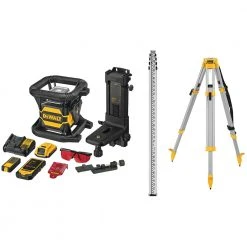 DeWALT DW080LRSK 20V MAX Self Leveling IP67 Tool Connect Red Rotary Laser Kit Tools & Equipment