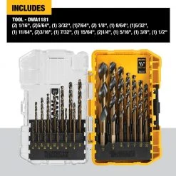 Power Tools DeWALT DWA1181 21-Piece 135-Degree Split Point Black And Gold Coated Drill Bit Set