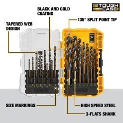Power Tools DeWALT DWA1181 21-Piece 135-Degree Split Point Black And Gold Coated Drill Bit Set