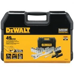 DeWALT DWMT45049 1/2’’ Mechanics Nano Bit Tool Set, Polished Chrome (49 PC) Hand Tools