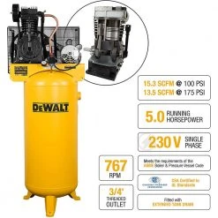 DeWALT DXCMV5076055 60 Gallon 175 PSI Stationary Electric Air Compressor Tools & Equipment