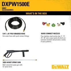 DeWALT DXPW1500E 1,500-PSI 2.0-GPM Cold Water Commercial Pressure Washer for Lawn & Outdoor Cleaning 23 DeWALT DXPW1500E 1,500-Psi 2.0-Gpm Cold Water Commercial Pressure Washer Lawn & Outdoor Power