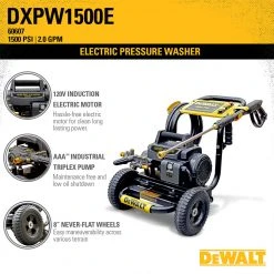 DeWALT DXPW1500E 1,500-PSI 2.0-GPM Cold Water Commercial Pressure Washer for Lawn & Outdoor Cleaning 21 DeWALT DXPW1500E 1,500-Psi 2.0-Gpm Cold Water Commercial Pressure Washer Lawn & Outdoor Power