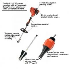 Echo PAS-225VPB 21.2cc Pro Attachment Series W/Trimmer And Blower Attachments Lawn & Outdoor Power