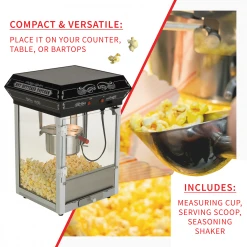 FunTime FT421CB 4oz Black Bar Table Top Popcorn Popper Maker Machine