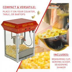 FunTime FT421CR 4oz Red Bar Table Top Popcorn Popper Maker Machine
