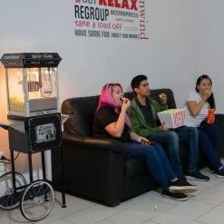 FunTime FT454CB 4oz Black Popcorn Popper Machine Maker Cart Vintage Style Home Goods