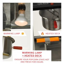 FunTime FT454CB 4oz Black Popcorn Popper Machine Maker Cart Vintage Style Home Goods