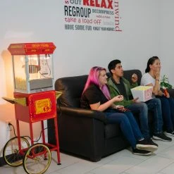 FunTime FT454CR 4oz Red Popcorn Popper Machine Maker Cart Vintage Style Home Goods