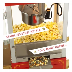 FunTime FT454CR 4oz Red Popcorn Popper Machine Maker Cart Vintage Style Home Goods