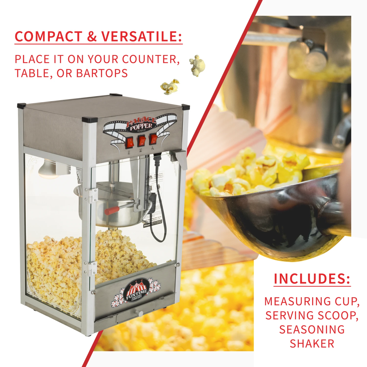 FunTime FT824PP Palace Popper 8 Oz Bar Style Popcorn Popper Machine - Home Goods 7 Home Goods FunTime FT824PP Palace Popper 8 Oz Bar Style Popcorn Popper Machine