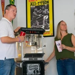 FunTime FT862CB 8oz Black Popcorn Popper Machine Maker Cart Vintage Style