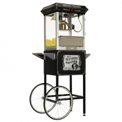 FunTime FT860CB 8oz Premium Black Popcorn Popper Machine Maker Cart Vintage Home Goods