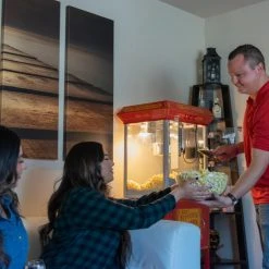 FunTime FT860CRS 8oz Premium Red Silver Popcorn Popper Machine Maker Cart Home Goods