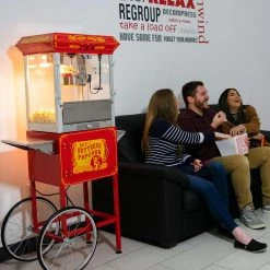 FunTime FT860CRS 8oz Premium Red Silver Popcorn Popper Machine Maker Cart Home Goods