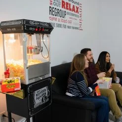 FunTime FT862CBG 8oz Black Popcorn Popper Machine Maker Cart Vintage Style