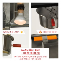 FunTime FT862CB 8oz Black Popcorn Popper Machine Maker Cart Vintage Style