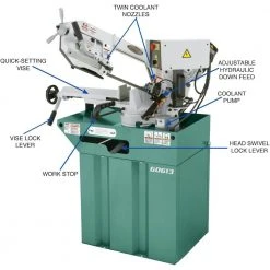 Tools & Equipment Grizzly G0613 110V/220V 7 Inch X 8-1/4 Inch 1 HP Swivel Metal-Cutting Bandsaw