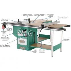 Grizzly G0652 220V/440V 10 Inch 5 HP 3-Phase Heavy-Duty Cabinet Table Saw