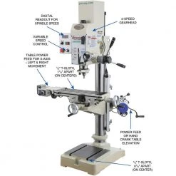 Grizzly G0808 220V Variable-Speed Gearhead Drill Press With Cross-Slide Table
