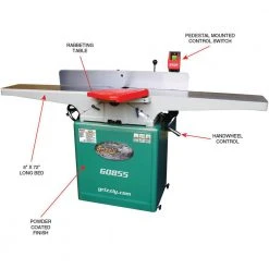Grizzly G0855 230V 8 Inch X 72 Inch Jointer With Built-in Mobile Base