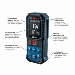 Bosch GLM165-27C 165' BLAZE Ergonomic Cordless Red Laser Measure W/Bluetooth Tools & Equipment