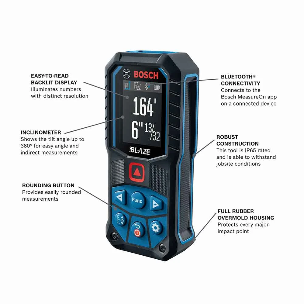 Bosch GLM165-27C 165' BLAZE Ergonomic Cordless Red Laser Measure W/Bluetooth Tools & Equipment 4 Bosch GLM165-27C 165' BLAZE Ergonomic Cordless Red Laser Measure W/Bluetooth Tools & Equipment